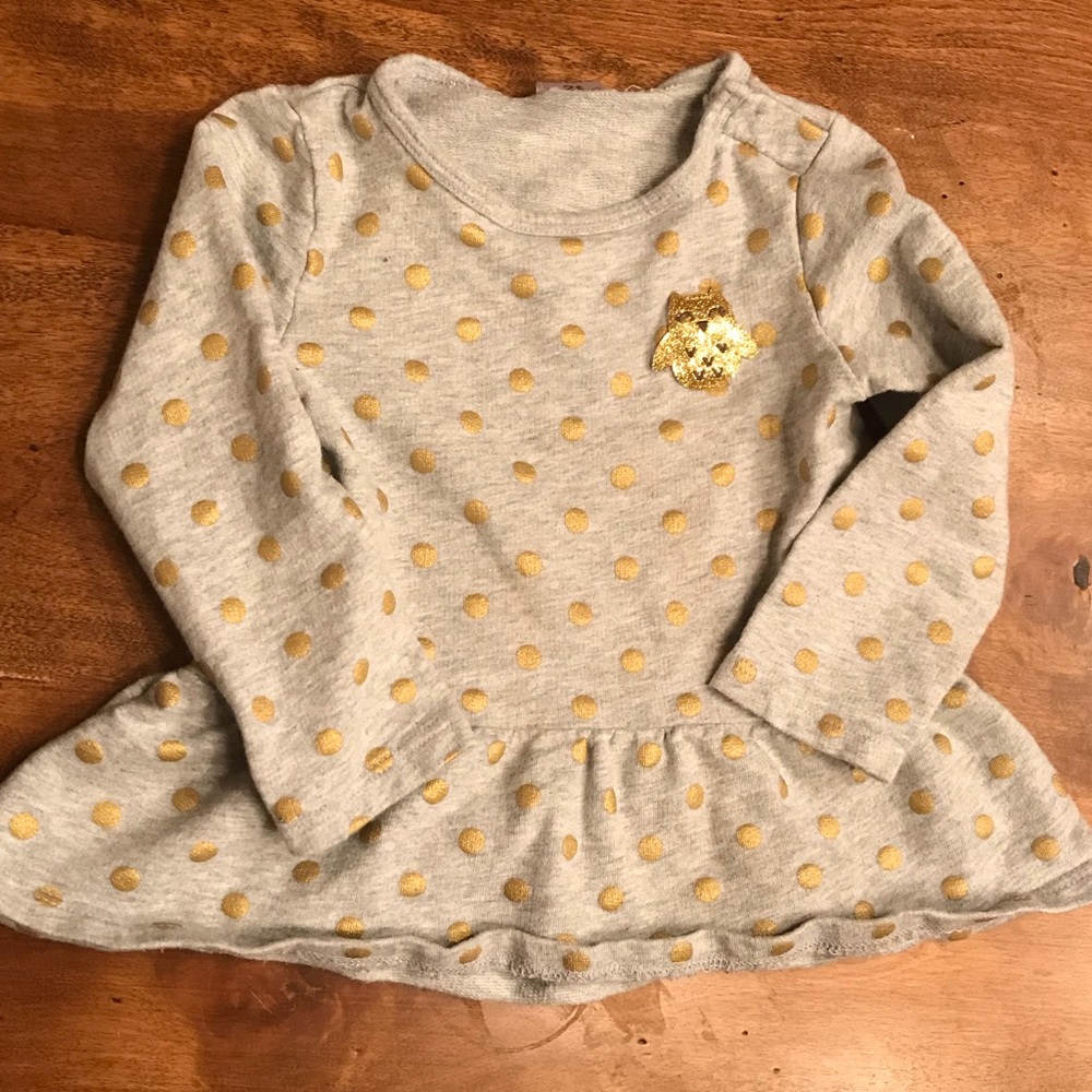 Carter’s Owl Gold Polka Dot Top